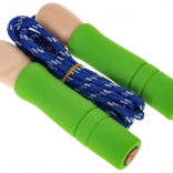 Otroška skakalna pripomoček z lesenimi ročaji in gumijastimi končniki