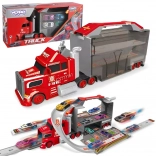 Woopie gasilski tovornjak z garažo in dirkalno progo