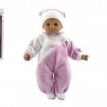 Punčka dojenček 50 cm z mehkim tekstilnim telesom, rožnobelo pajace