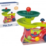 Interaktivna fontana z žogicami z zvoki, barvita spiralna steza