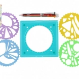 Inspiro komplet za spiralno risanje s šablonami in šestbarvnim peresom