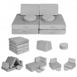 velik zložljiv modularni otroški kavč, 8 mehkih blazin – siva ecotoys