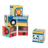 Petit Collage kocke vozila z živalmi