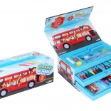 Umetniški kovček za otroke z motivom avtobusa, 31 kosov