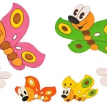 DoDo lesena dekoracija metuljčki in cvetki, komplet 6 kosov