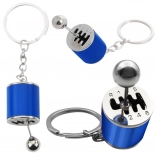 Kovinski obesek za ključe v obliki ročnega menjalnika – moder