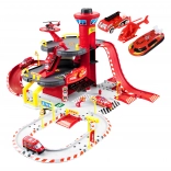 Gasilská garaža, 3 nivoji z dvigalom, avtomobili + helikopter, 74 kosov