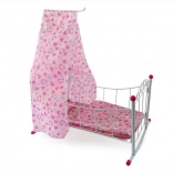 Kovinska zibelka za punčke z baldahinom 38 cm