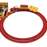 Vlakič na ključek z dvema vagonoma in tračnicami