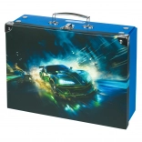 Zložljiv šolski kovček Dirkalni avto s kovinskimi elementi