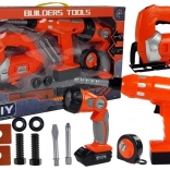 Otroški komplet orodja z akumulatorskim vrtalnikom, vbodno žago in svetilko – 12 delov