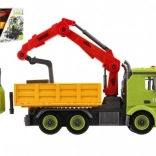 vijačni gradbeni avto z žerjavom, 31 cm, vztrajnik, luči in zvok