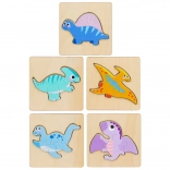 Lesena sestavljanka Puzzle Dinosavri 11 x 11 cm