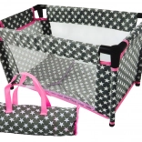 Posteljica za punčke z zvezdicami Alice sivo‑rožnata