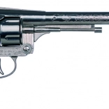 Kavbojski srebrn kovinski revolver – 12 strelov