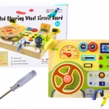 Lesena senzorična manipulativna tabla avto z LED lučmi