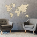 Lesena stenska 3D karta sveta XXL naravna barva