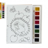 Barvice Krtek z akvarelnimi barvami in čopičem