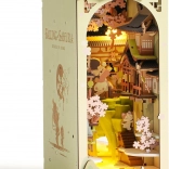 ROBOTIME FALLING SAKURA 3D knjižni naslon s toplo LED osvetlitvijo (lesena sestavljanka)