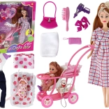 Punčka Lucy Noseča z Dojenčkom in Vozičkom