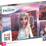 Sestavljanka 3×48 kosov DISNEY FROZEN – komplet kvadratnih puzzlov