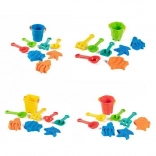 komplet za pesek z vedrom, orodjem in modelčki