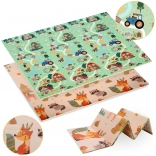 Dvostranska zložljiva penasta igralna podloga XPE 180 × 200 cm gozd in vas Humbi