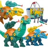 WOOPIE dinozavri za sestavljanje 3 kosi v kovčku z vrtalnikom in izvijačem