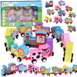 Leseni barviti vlakec z živalcami