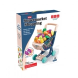 Otroški nakupovalni voziček s živili in rezalnim priborom