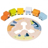 goki prepletalni lesen vlakec s petimi vagončki