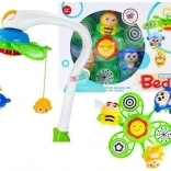 Glasbeni vrtiljak nad posteljico 2v1 z navijalno glasbeno skrinjico