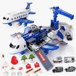 Veliko zložljivo policijsko letalo s parkiriščem in žerjavom