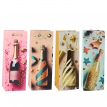 Papirnata darilna vrečka za steklenico Šampanjec pastel 35 × 12 × 9 cm