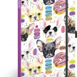 NOTIQUE Notes Buldogi, črtan, 13 x 21 cm