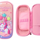 Rožnata peresnica s 3D samorogom, dvokomorna 24 × 11 × 7 cm