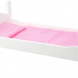 Lesena posteljica za punčke z belimi srčki