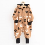 Otroški bombažni pajac s kapuco in ušeski NEW BABY, gorčičen