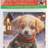 Diamantno slikanje – božično voščilo Kužek in mucka 13×13 cm (komplet CRAFT ID)