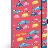 Črtast zvezek s trdimi platnicami 13 × 21 cm z elastiko in držalom za svinčnik