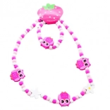 Komplet ogrlice in zapestnice s sovicami iz lesenih kroglic