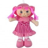 Mehka blago punčka rožnata s črtami 28 cm