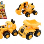 plastičen gradbeni avtomobilček za najmlajše 9 cm, 3 vrste, prosti tek, 12 kosov v škatli