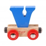 Leseni vagonček s črko V – BIGJIGS Rail