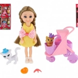 Punčka s hišnim ljubljenčkom in dodatki, 14 cm