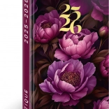 Dnevnik NOTIQUE 18-mesečni Petito – Vijolične rože 2025/2026, 11 x 17 cm