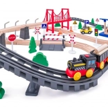 Lesena vlakovna proga z baterijsko lokomotivo, 80 kosov