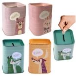 Kovinska otroška hranilnica z živalicami 11 × 8 cm