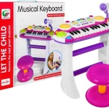 Rožnat komplet klaviatura z bobni in mikrofonom za otroke 3+ z osvetlitvijo in zvoki