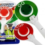 Policijski cestni svetleči loparček, osvetljen z obeh strani